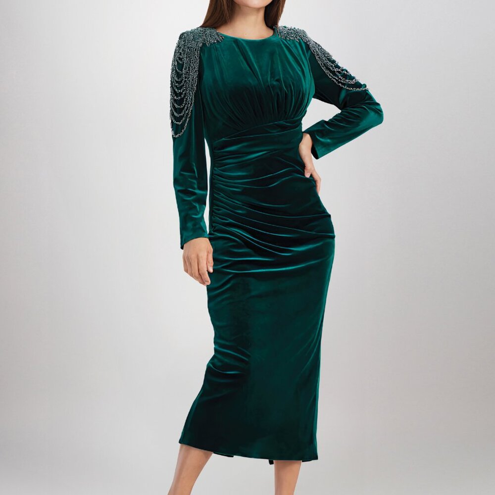 Irena Velvet Emerald Green Dress